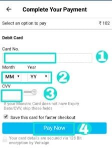 Fill card details