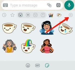 Red arrow point on Whatsapp sticker download option