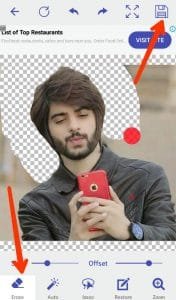 The boy's background is being changed in the photo