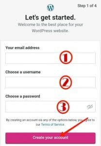 create WordPress account