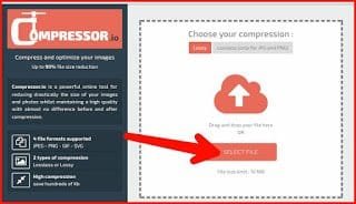 Select file and Choose your compression
