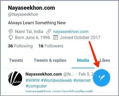 red arrow point on tweet compose icon