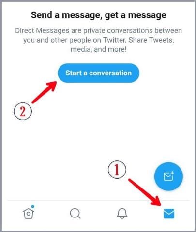 Steps for sending private message on twitter