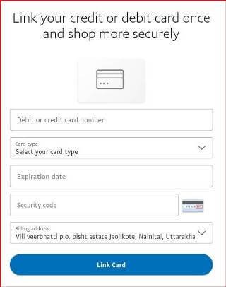 link your credit or debit card to paypal