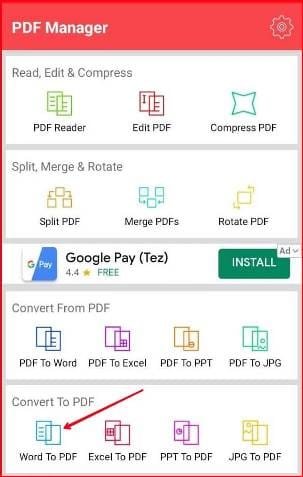 Click on Word To PDF.