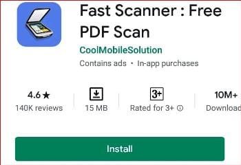 Install Fast Scanner from Playstore