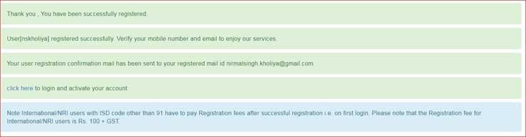 User Successfully Registered on IRCTC. 