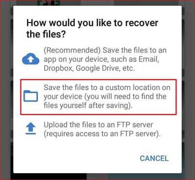 How would you like to recover the file set location