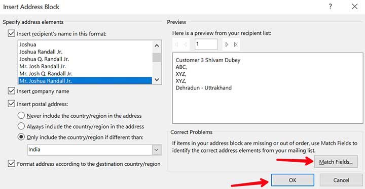 Insert-addressblock