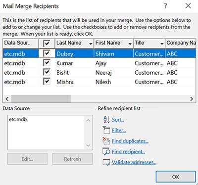 Mailmerge-recipientslist