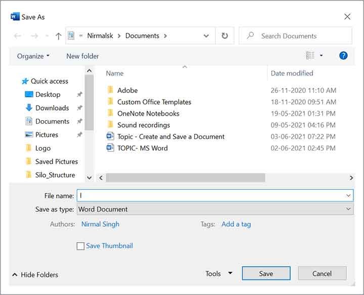 Save MS Word Document Step 3