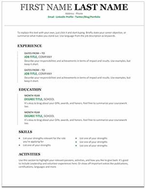 Modern Chronological Resume Example
