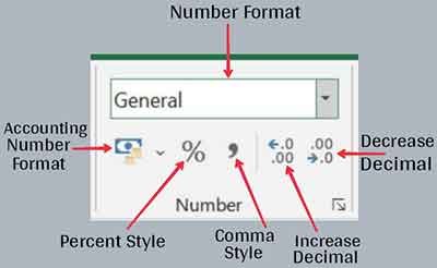 Number Group in Excel Home Tab