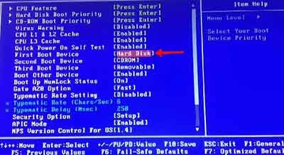 First Boot Device Setting