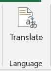 Language Group MS Excel Review Tab