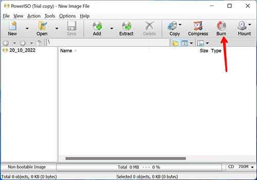 Select Power ISO Software Burn Option