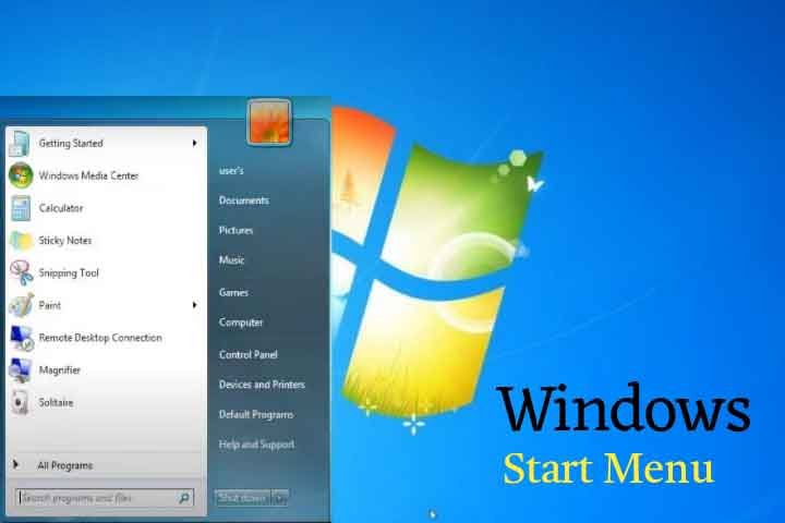 Start Menu in Computer in Hindi