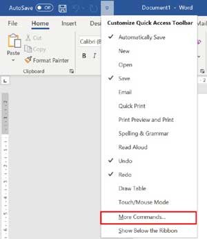 More Commands Option