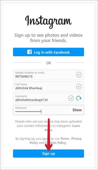 Computer Par Instagram Ki ID Kaise Banaye Step3