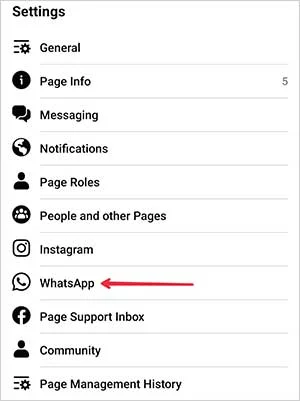 connect Facebook page to WhatsApp